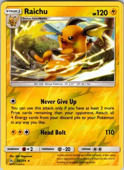 Raichu 55/214 SM - Unbroken Bonds Pokemon TCG LP Reverse Holo - Image 1