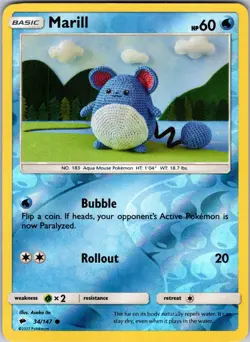 Marill 34/147 SM - Burning Shadows Pokemon TCG LP - Image 1