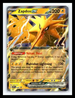 💥 ZAPDOS ex SV # 049 Scarlet & Violet Black Star Promo Holo Pokemon TCG - Image 1