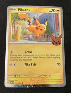 Pikachu 018/091 Pokemon TCG Trick or Trade 2024 - Cosmos Holo Halloween Stamp - Image 3