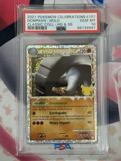 2021 Pokemon Celebrations Heartgold Soulsilver #107 Donphan Holo PSA 10 GEM MINT - Image 3