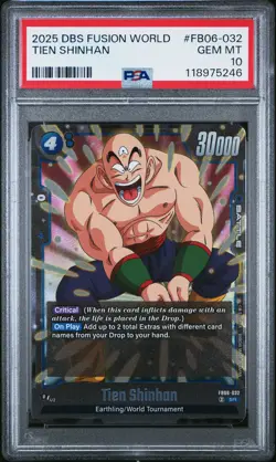 2025 DRAGON BALL SUPER CARD GAME FUSION WORLD RIVALS CLASH TIEN SHINHAN PSA 10 - Image 1