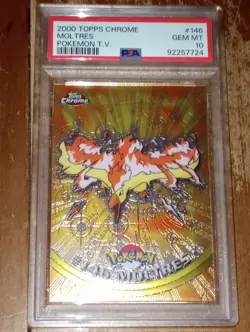 Pokemon T.V 2000 Topps Chrome Moltres #146 PSA 10 GEM MINT Rare Card - Image 1