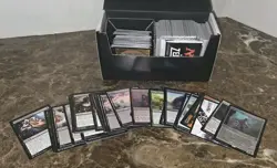Magic The Gathering Storage Box 8” Cardboard Black White With Lots Of Cards - Image 1