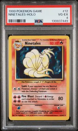 1999 POKEMON BASE SET UNLIMITED #12 NINETALES-HOLO PSA 4 - Image 1