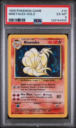 1999 POKEMON BASE SET UNLIMITED #12 NINETALES-HOLO PSA 6 - Image 1