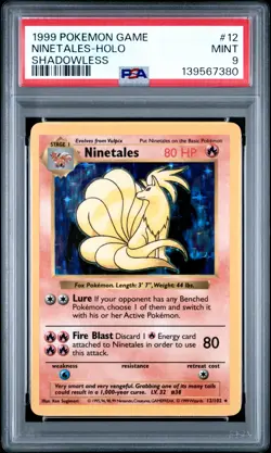 1999 POKEMON BASE SET SHADOWLESS #12 NINETALES-HOLO PSA 9 - Image 1