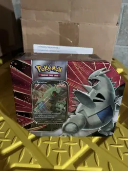 Pokemon TCG V Strikers Tin Sealed 5 Booster Packs - Tyranitar V 820650809552 - Image 1