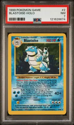 1999 POKEMON BASE SET UNLIMITED #2 BLASTOISE-HOLO PSA 7 - Image 1