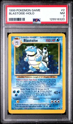 1999 POKEMON BASE SET UNLIMITED #2 BLASTOISE-HOLO PSA 7 - Image 1