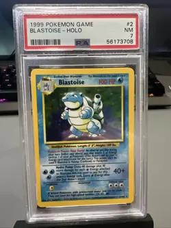 1999 POKEMON BASE SET UNLIMITED #2 BLASTOISE-HOLO PSA 7 - Image 1