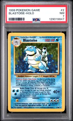 1999 POKEMON BASE SET UNLIMITED #2 BLASTOISE-HOLO PSA 7 - Image 1
