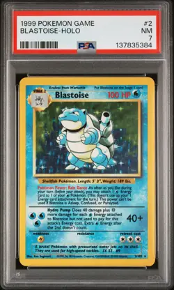 1999 POKEMON BASE SET UNLIMITED#2 BLASTOISE-HOLO PSA 7 - Image 1