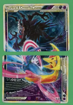 Darkrai & Cresselia Legend Pokemon Triumphant Legend Card Top & Bottom 99/102... - Image 1