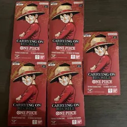 One Piece OP-13 Carrying on His Will Sleeved Booster Packs (LOT Of 5) - Image 1