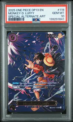 2025 ONE PIECE OP13-CARRYING ON HIS WILL #119 MONKEY D. LUFFY PSA 10 - Image 1