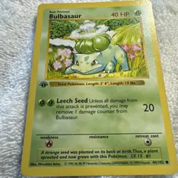 Pokemon TCG Bulbasaur 044/102 Base Set, Shadowless 1st Edition 1999 - Image 3