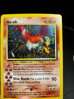 Pokemon Rare Double Holo Error Ho-Oh 7/64 W/ Mouth Swirl Neo Revelation - Image 1