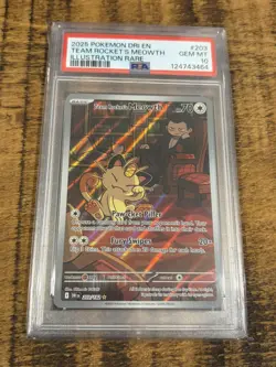 2025 Pokemon S&V Destined Rivals Team Rocket's Meowth PSA 10 #203/182 - Image 1