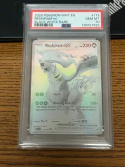 2025 Pokemon White EN RESHIRAM ex Black White Rare PSA 10 173/086 - Image 1