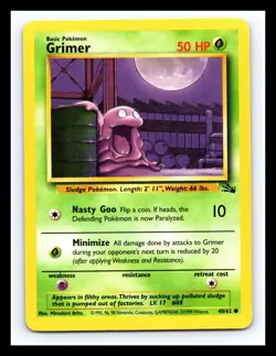 💥 Grimer # 48/62 | Fossil Set | | Vintage Pokemon 1999 TCG | - Image 1