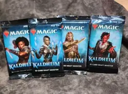 Magic The Gathering Kaldheim Draft Booster 4 Pack Full Art Set New MTG TCG - Image 1