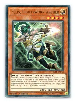 YUGIOH ~ FELIS LIGHTSWORN ARCHER ~ 1ST EDITION ULTRA RARE ~ BLLR-EN043 - Image 1