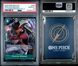 2025 ONE PIECE PROMOS #ST12-003 DRACULE MIHAWK ILLUSTRATION BOX VOL.4 PSA 10 - Image 1