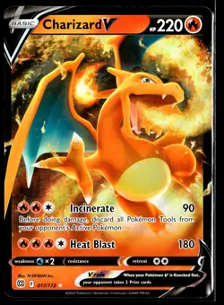 2022 TCG Pokemon Charizard V 017/172 Holo Full Art Ultra Rare Brilliant Stars - Image 1