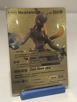 Pokemon TCG Basic Mewtwo GX HP300 Gold Foil Fan Art Card - Image 1