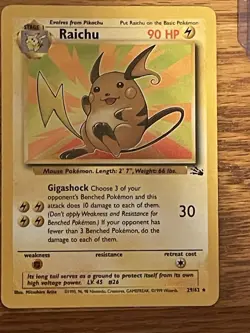 Raichu Fossil Japanese Pokemon Card - Image 2