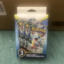 Pokemon TCG Scarlet And Violet Stellar Crown 3 Booster Pack Box Factory Sealed - Image 1