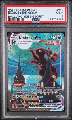 2021 POKEMON SWORD & SHIELD EVOLVING SKIES SECRET FULL ART/UMBREON VMAX PSA 9 - Image 1