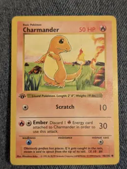 Pokemon Base Set 1st Edition Shadowless Charmander 46/102 - Heavily Played (HP) - Image 1