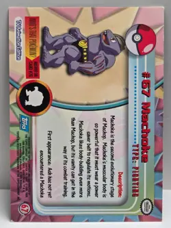 #67 Machoke 1999 Topps Chrome Pokemon Series 1 Blue Logo - NM - US Seller - Image 2