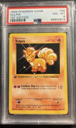 Pokemon Vulpix 1st Edition Shadowless Base Set PSA 8 NM - Image 1