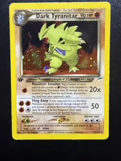 Dark Tyranitar 11/105 1st Edition Neo Destiny Holo Rare Pokemon - MP - SWIRL - Image 1