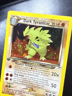 Dark Tyranitar 11/105 1st Edition Neo Destiny Holo Rare Pokemon - MP - SWIRL - Image 4