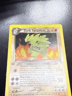 Dark Tyranitar 11/105 1st Edition Neo Destiny Holo Rare Pokemon - MP - SWIRL - Image 5