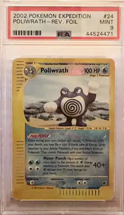 Pokemon PSA 9 Mint Pokemon Poliwrath Reverse Holo 24/165 Expedition - Image 1