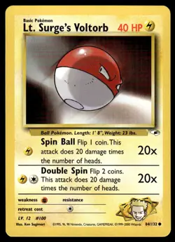 Pokemon TCG Gym Heroes #84/132 Lt. Surge's Voltorb LP - Image 1
