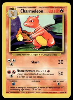 Pokemon TCG Base Set #024/102 Charmeleon HP (Crease) - Image 1