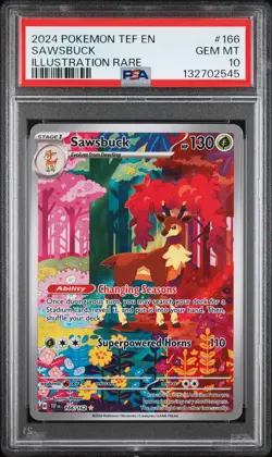 2024 POKEMON TEF EN-TEMPORAL FORCES ILLUSTRATION RARE #166 SAWSBUCK PSA 10 - Image 1