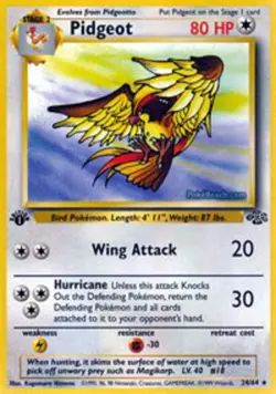 Heavily Played, English Pokemon Regular Pidgeot - 24/64 - Rare - 1st Edition Jun - Image 1