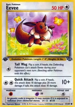 Moderately Played, English Pokemon Regular Eevee - 51/64 - Common - 1st Edition - Image 1