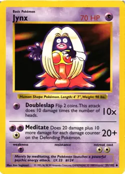 Pokemon TCG Jynx Base Set 31/102 Regular Shadowless Uncommon LP - Image 1