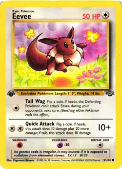 Pokemon TCG Eevee Jungle 51/64 1st Edition Regular Common Basic HP - Image 1