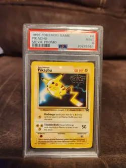 1999 Pikachu #4 Black Star Promo WB the First Movie, WOTC Pokemon TCG PSA 9 - Image 1