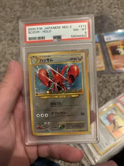 2000 Pokemon Japanese Scizor Holo Neo 2 Neo Discovery #212 PSA 8 - Image 1