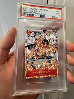 PSA 9 GEM Mint Ace Holo OP02-013 Mini Manga Alt Art Japanese One Piece - Image 1